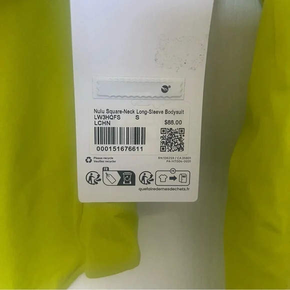 NWT Lululemon Wundermost Square-Neck Ultra Soft Long Sleeve Bodysuit Size S Lime - Picture 10 of 11